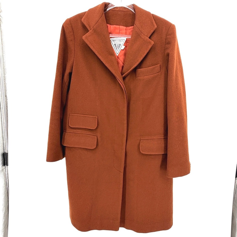 J Percy for Marvin Richards Wool Coat Women Rust Brown Long Blazer Vintage Small